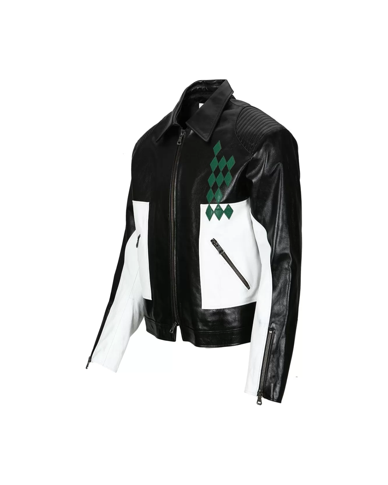 Men Andersson Bell Color Block Leather Biker Jacket Awa503M(Black)
