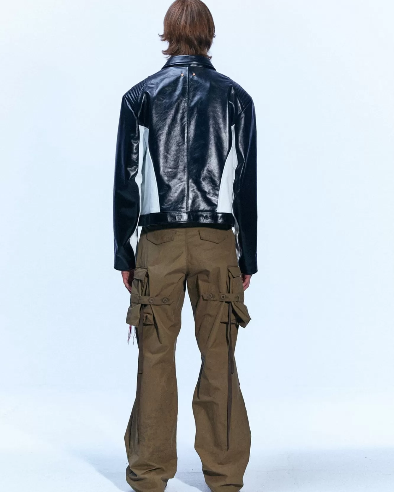 Men Andersson Bell Color Block Leather Biker Jacket Awa503M(Black)