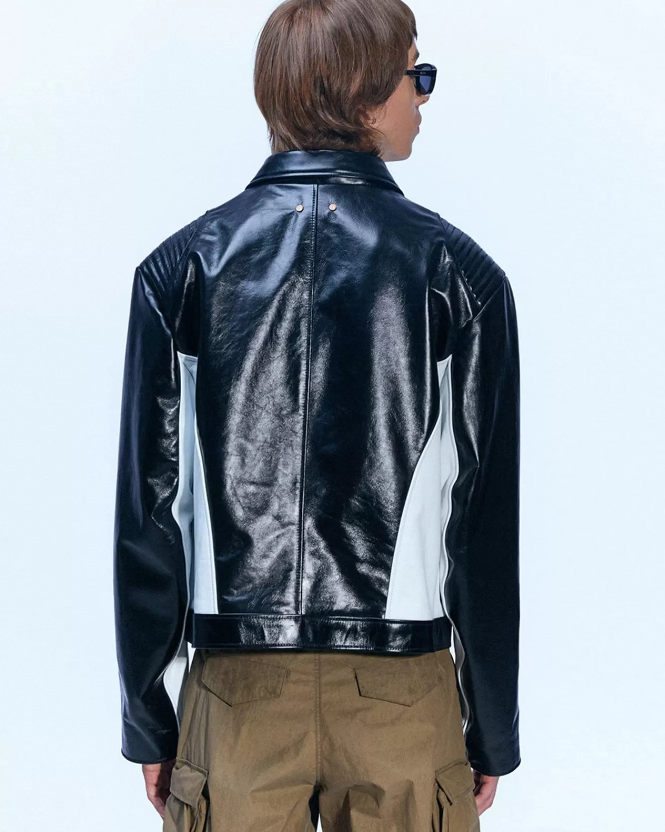 Men Andersson Bell Color Block Leather Biker Jacket Awa503M(Black)