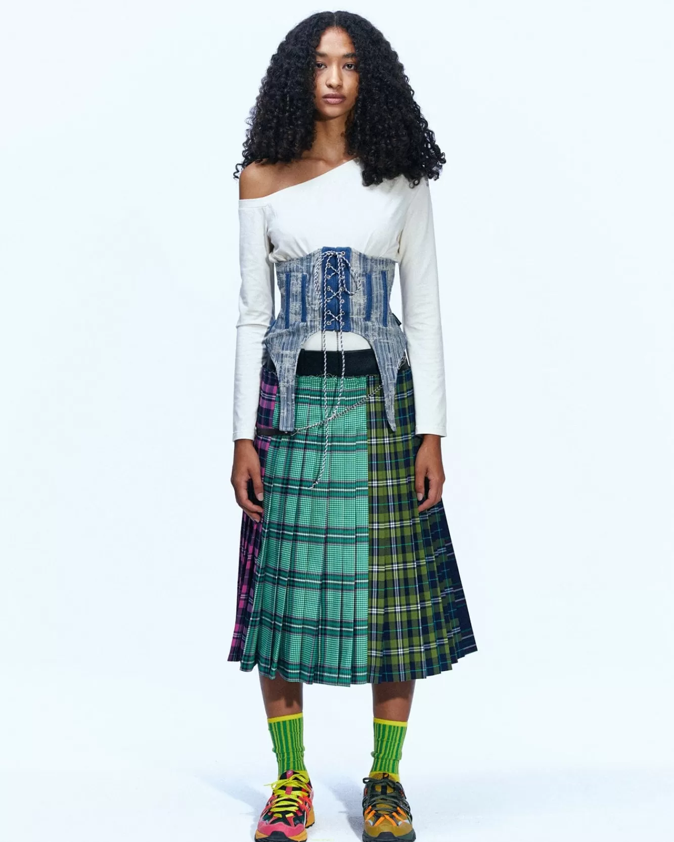 Women Andersson Bell Taga Check Pleats Skirt Apa601W(Multi)