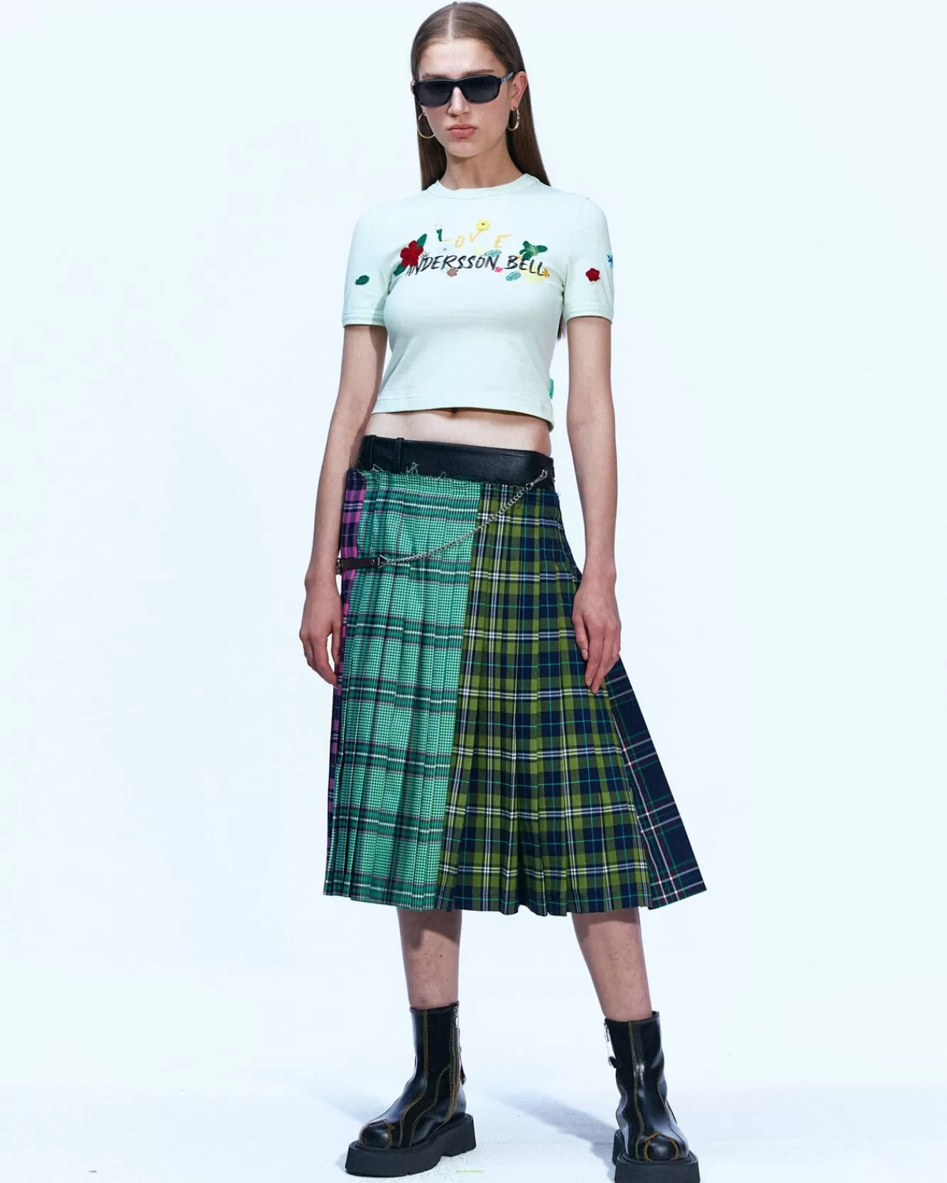 Women Andersson Bell Taga Check Pleats Skirt Apa601W(Multi)