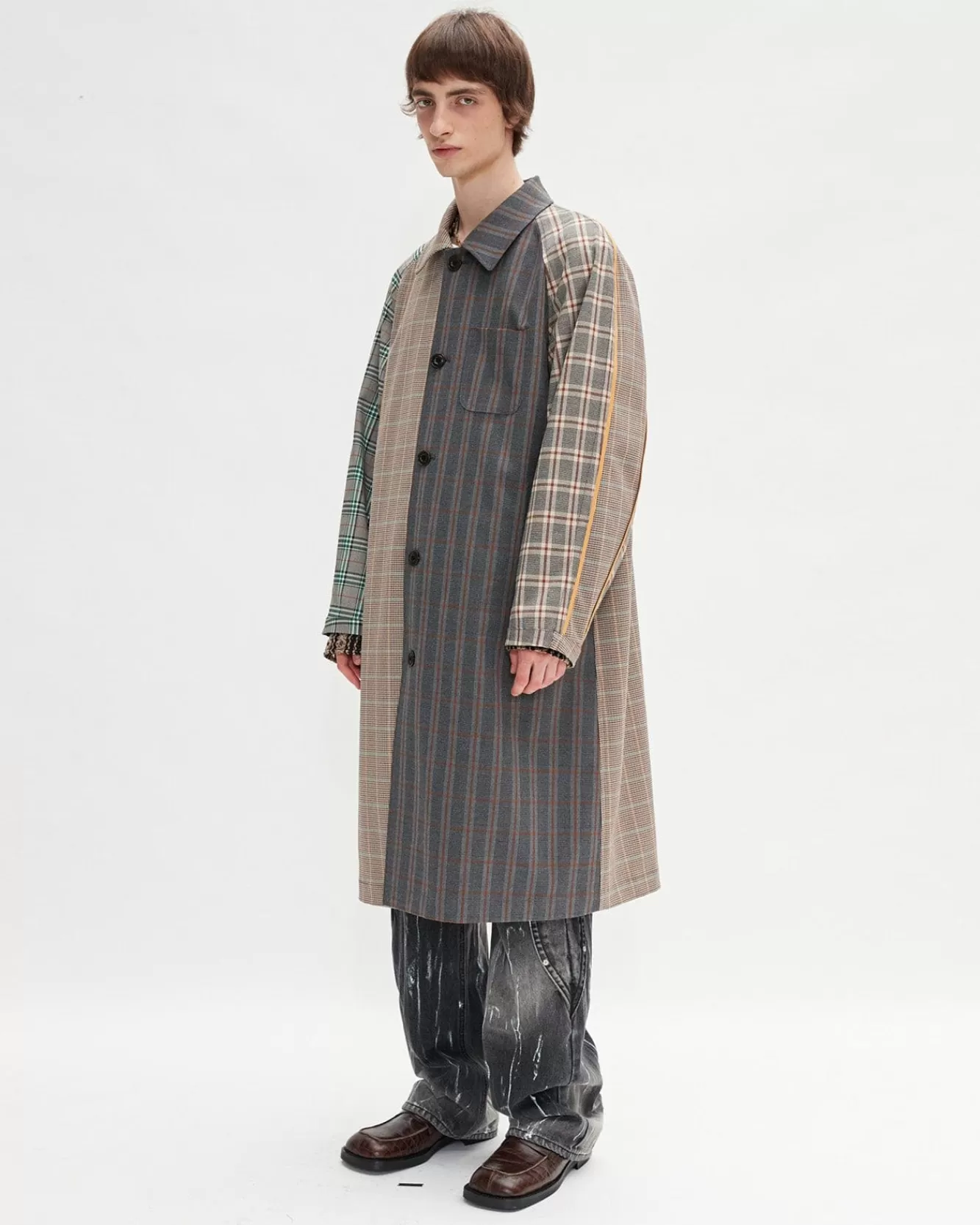 Men Andersson Bell Unisex Checked Raglan Coat Awa413U(Multi Color)