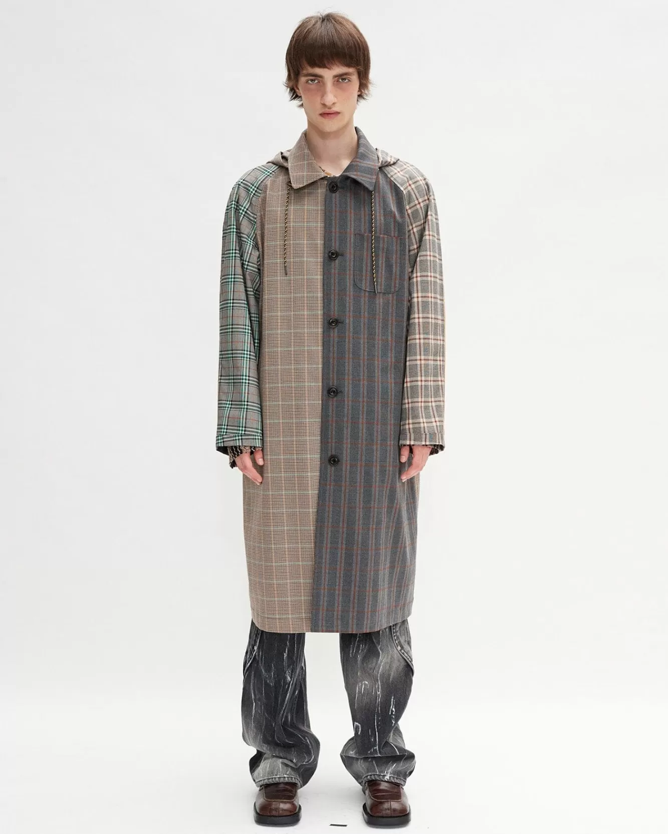 Men Andersson Bell Unisex Checked Raglan Coat Awa413U(Multi Color)