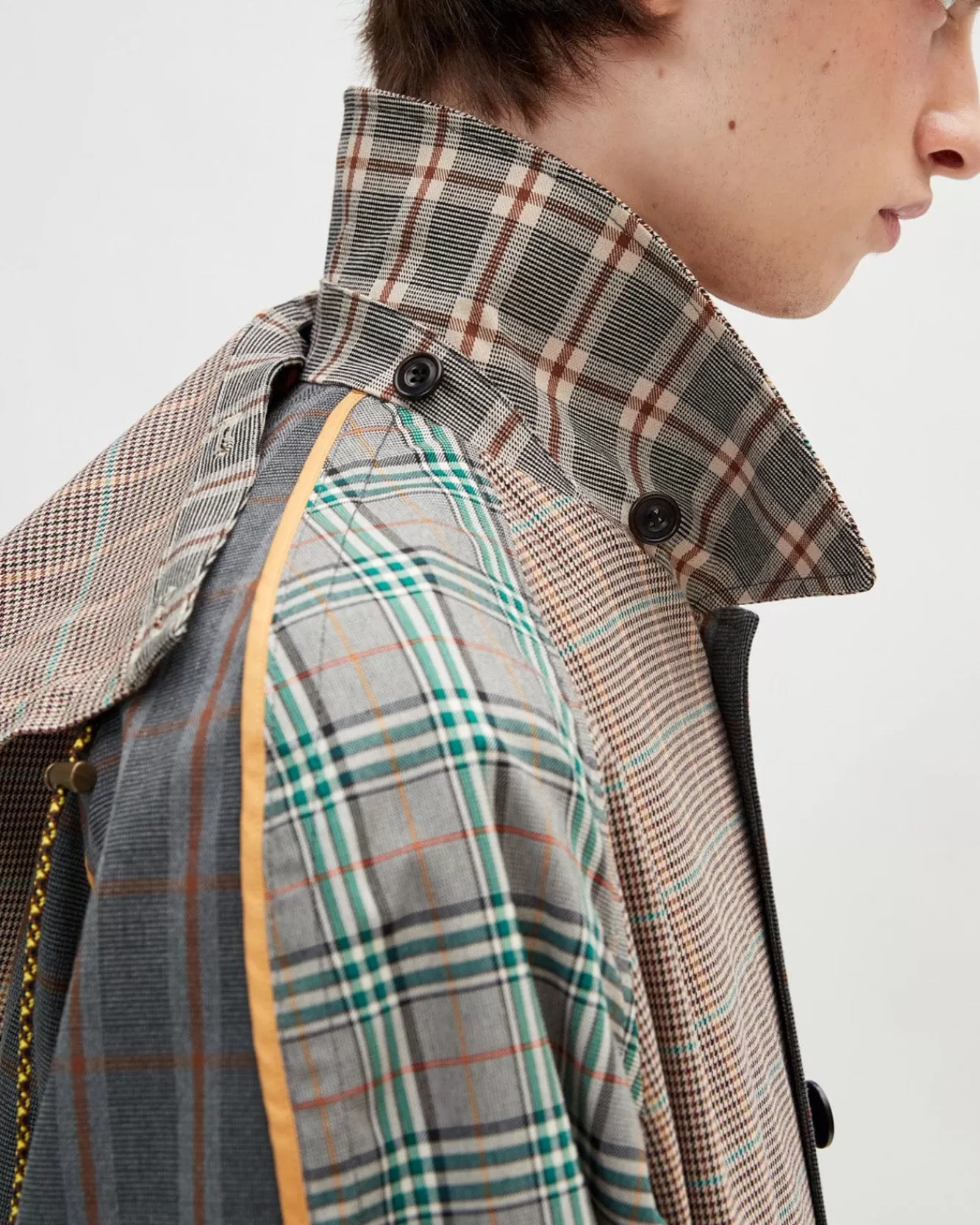 Men Andersson Bell Unisex Checked Raglan Coat Awa413U(Multi Color)