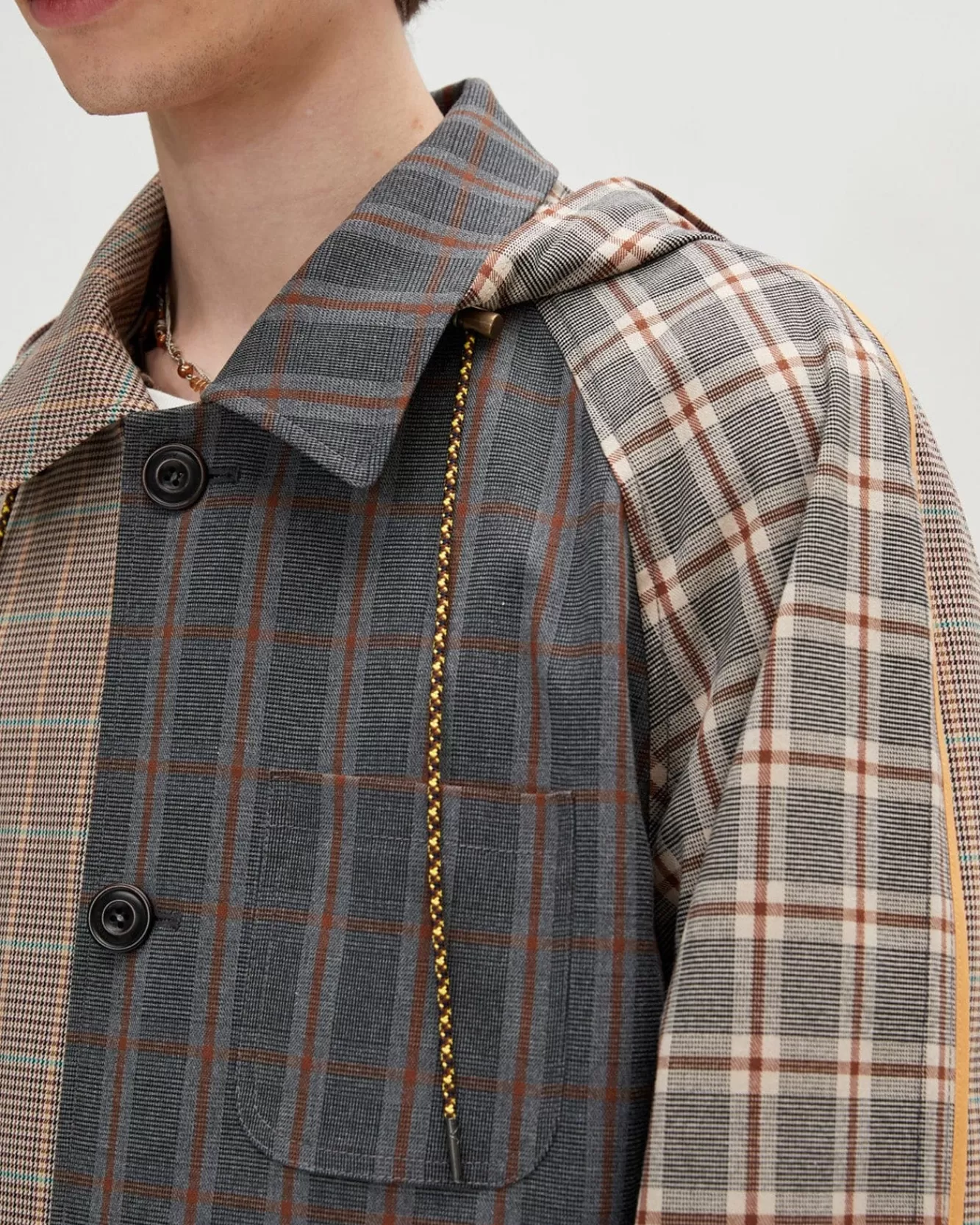 Men Andersson Bell Unisex Checked Raglan Coat Awa413U(Multi Color)